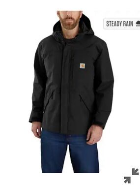 Carhartt Black Hooded Waterproof Raincoat